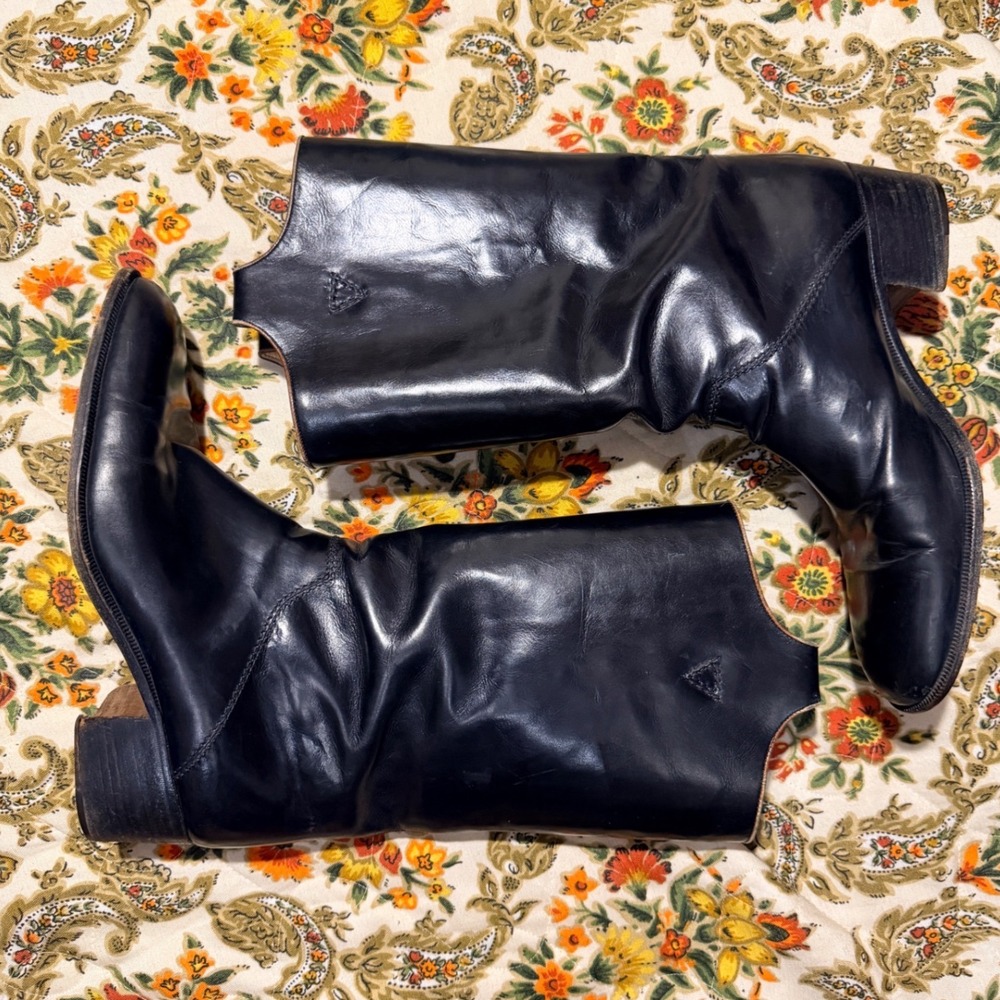 Ottorino Bossi Avventura Vintage Black Leather Riding Boots Made in Italy - 11